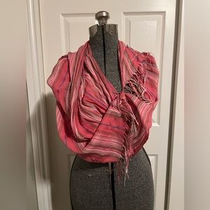 Beautiful pink and brown small stripe scarf or wrap
